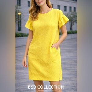 Chic Yellow Ruffle Sleeve Mini Dress